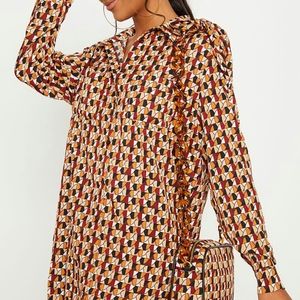 Oversized Geo print shirt dress
